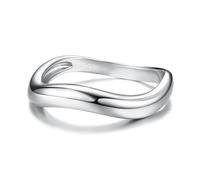 Adramata Anillo Plata de Ley 925 Relleno de Oro 14K, Ondulado Minimalista para Pulgar - Promesa y Aniversario Joyería