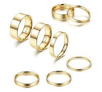 ADRAMATA Anillos apilables chapados en oro de 14 quilates de 1 a 8 mm, anillos apilables para mujer, anillos de banda fina, anillos lisos para dedo meñique, anillos de dedo de dedo de moda, anillos de