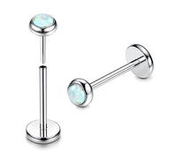 Adramata G23 Titanio Labret Sin Hilos Medusa Monroe Piercing Labio CZ Ópalo Pendiente para Nariz Helix Tragus Oreja en Plata