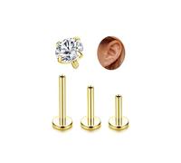 Adramata G23 Titanio Piercing Oreja, Tragus, Labret, Labio, Conch, Helix - Medusa Piercing Pendiente Pequeño - Hipoalergénico - Oro, Plata
