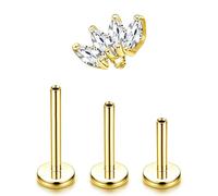 Adramata G23 Titanio Piercing Oreja, Tragus, Labret, Labio - CZ Hipoalergénico Medusa Pendiente Pequeño - Tragus, Conch, Helix - Oro, Plata
