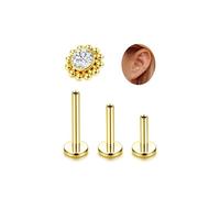 Adramata G23 Titanio Piercing Oreja, Tragus, Labret, Labio - CZ Hipoalergénico Medusa Pendiente Pequeño - Tragus, Conch, Helix - Oro, Plata