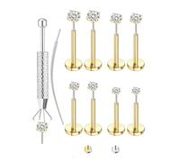 Adramata Moissanite Piercing Oreja Tragus Helix, Piercing Nariz Labret Hipoalergénico Medusa Conch Cartílago Pendientes Moissanite Mujer Hombre, 16G/18G/20G