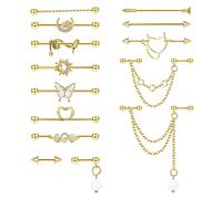 Adramata Pendientes Industrial 14G 16G Acero Quirúrgico para Mujer y Hombre - Piercing Cartílago Helix Oro Plata Joyas