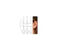 Adramata Piercing Oreja Acero Inoxidable Pendientes para Mujer Empuje Sin Rosca Hipoalergénico Pendientes Aro Plata Oro Piercing Oreja Cartílago Nariz Labret Conch Piercing Helix Piercing Tragus