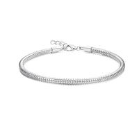 Adramata Pulsera de Plata de Ley 925 con Cierre para Mujer y Hombre, Charms Ajustables, Cadena de Serpiente, Joyería Regalos con Caja