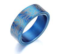 Adreamz Anillo de 8 mm negro/plateado con patrón de placa de circuito de computadora, anillo giratorio para hombres, alivio de la ansiedad, anillo de acero inoxidable negro para hombres, anillo de