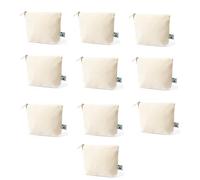 ADRI -10 Estuches Neceser para Regalar, Bolsa con Cremallera de algodón para Pintar o Personalizar. 23 x 17 x 6 cm. Bolsas Neceser de Viaje (Beig, 10)