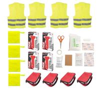 Adri - Kit de Emergencias + Primeros Auxilios - Chaleco Reflectante de Seguridad + Bolsa de almacenamiento + Martillo de emergencias + Botiquín (4)