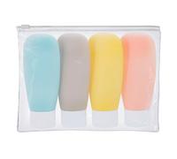 ADRI - Neceser con Botes de Viaje Avion - Neceser Transparente con 4 Botes de PVC en Colores 60 ml Cada uno