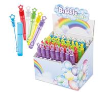 ADRI Pompas de Jabon Boda, 48 Pomperos de Jabón con líquido Incluido para Bodas, Burbujas con Mango con Formas para Bodas, Bautizos, Cumpleaños, San Valentín (Multicolor, Estrella)