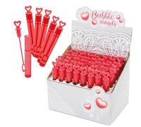 ADRI Pompas de Jabon Boda, 48 Pomperos de Jabón con líquido Incluido para Bodas, Burbujas con Mango con Formas para Bodas, Bautizos, Cumpleaños, San Valentín (Rojo, Corazon)