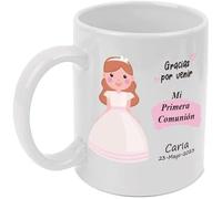 Adri. Taza Personalizada para comunión. Añade el nombre y la fecha. Regalo Original. Mi Bautizo. Capacidad 350 ml. (15, dibujo niña)