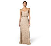 Adrianna Papell Art Deco Beaded Blouson Gown Vestido, Gris Pardo/Rosa, 40 para Mujer