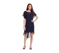 Adrianna Papell Vestido de Gasa con Mangas con vuelos y Dobladillo asimétrico cóctel, Azul Marino, XL para Mujer