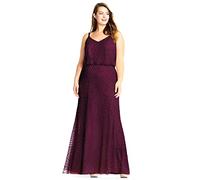 Adrianna Papell Long Beaded Blouson Gown Vestido, Cassis, 38 para Mujer