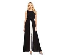 Adrianna Papell Mono superpuesto de crepé, Negro/Marfil, 36 para Mujer