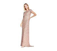 Adrianna Papell Short-Sleeve All Over Sequin Gown Vestido, Oro Rosa, 44 para Mujer