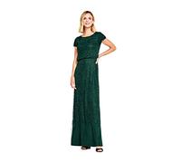 Adrianna Papell Short Sleeve Blouson Beaded Gown Vestido, Esmeralda polvorienta, 50 Mujeres