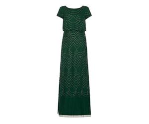 Adrianna Papell Short Sleeve Blouson Beaded Gown Vestido, Esmeralda polvorienta, 50 Mujeres