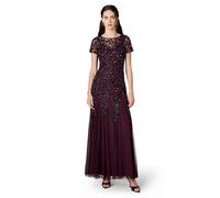 Adrianna Papell Short-Sleeve Floral Beaded Godet Gown Vestido para ocasión Especial, Ciruela Noche, 50 para Mujer
