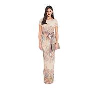 Adrianna Papell Vestido de Columna Matteleasse Floral de Manga Corta ocasión Especial, Blush Multi, 42 para Mujer