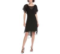 Adrianna Papell Vestido de Gasa superpuesta - Negro - X-Large