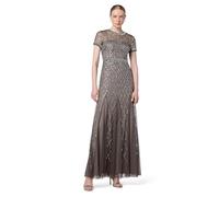 Adrianna Papell - Vestido de Manga Corta con Cuentas de Rejilla para Mujer, Guiar, 8