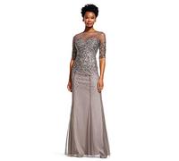 Adrianna Papell Vestido de Mujer con Cuentas ilusión, Gris (Lead), 46