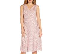 Adrianna Papell Vestido de volantes de chiffon floral. Rosa 38