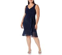 Adrianna Papell Vestido drapeado de gasa y jersey para mujer, Midnight, 48 ES