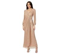 Adrianna Papell Vestido drapeado de Malla metálica para Mujer, Dorado Claro, 10
