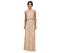 Adrianna Papell, Vestido Halter Tipo blusón con Cuentas Estilo Art Deco para Mujer, Desnudo/, 4