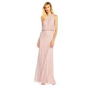 Adrianna Papell, Vestido halter tipo blusón con cuentas estilo Art Deco para mujer, Rosa (Blush), 6