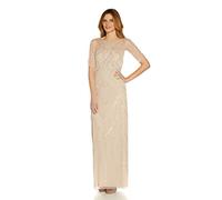 Adrianna Papell Vestido Largo de Columna con Cuentas para Mujer, Vestido para Ocasiones Especiales, Biscotti, Talla 8, Biscotti, 38
