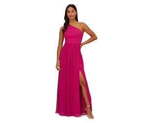 Adrianna Papell Vestido Largo de Gasa con un Hombro Descubierto para Mujer, Magenta (Bright Magenta), 8