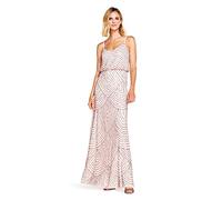 Adrianna Papell Vestido Largo Tipo blusón con Cuentas para Mujer, Dorado (Blush/Gold), 20
