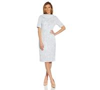 Adrianna Papell Vestido Matelasse con Cuello Redondo cóctel, Niebla Azul, 46 para Mujer
