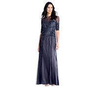 Adrianna Papell - Vestido Maxi de Manga 3/4 para Mujer, Color Azul Marino, Talla 40