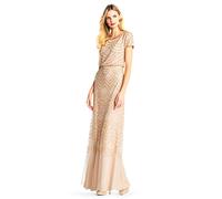 Adrianna Papell Women's Blouson Beaded Gown, Champagne/Gold, 14