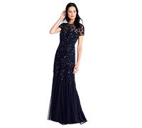 Adrianna Papell Women's Floral Beaded Godet Gown, Twilight, 4