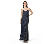 Adrianna Papell Women's Long Beaded Blouson Gown, Navy, 4