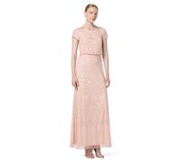 Adrianna Papell Women's Short Sleeve Beaded Gown Dress, Blush, 16