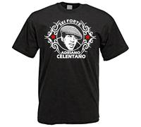 Adriano Celentano Actor Singer Movie Music Six Strong T-Shirt Black Mens tee Unisex Shirt XL
