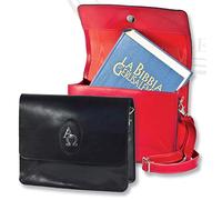 adriatica Cuero Bolso de Cuero para biblias con Correa de Hombro Extensible y extraíble - Medida Universal, Piel, Marrón,