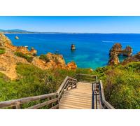 adrium Cuadro de aluminio compuesto de 120 x 80 cm: camino de madera a la playa Ponta da Piedade, región del Algarve, Portugal (73624585)