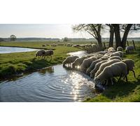 adrium Cuadro de aluminio compuesto de 130 x 70 cm: ovejas en un prado en la provincia neerlandesa de Zelanda (247522932)