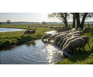 adrium Cuadro de aluminio compuesto de 50 x 30 cm: ovejas en un prado en la provincia neerlandesa de Zelanda (247522932)