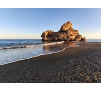 adrium Cuadro de aluminio compuesto de 70 x 50 cm: Playa de Penón del Cuervo al atardecer, provincia de Málaga, Andalucía, España, Europa