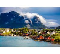 adrium Cuadro de aluminio compuesto de 90 x 60 cm: Lofoten es un archipiélago en la provincia noruega de Nordland, conocido por un paisaje inconfundible con (88051497)